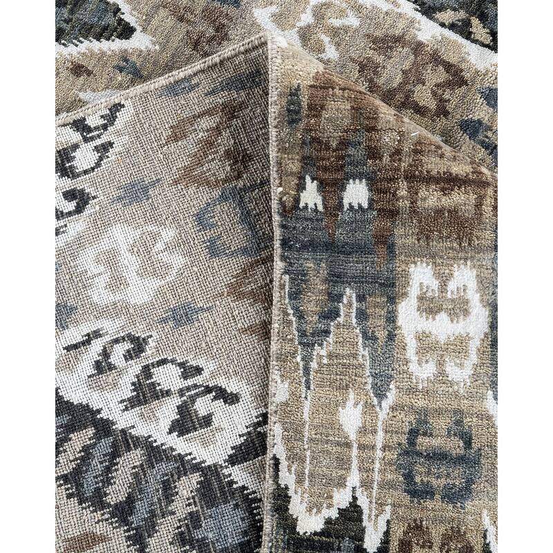 Ikat One-of-a-Kind Hand-Knotted Area Rug - Gray, 9' 3" x 12' 3" - 9' 3" x 12' 3"