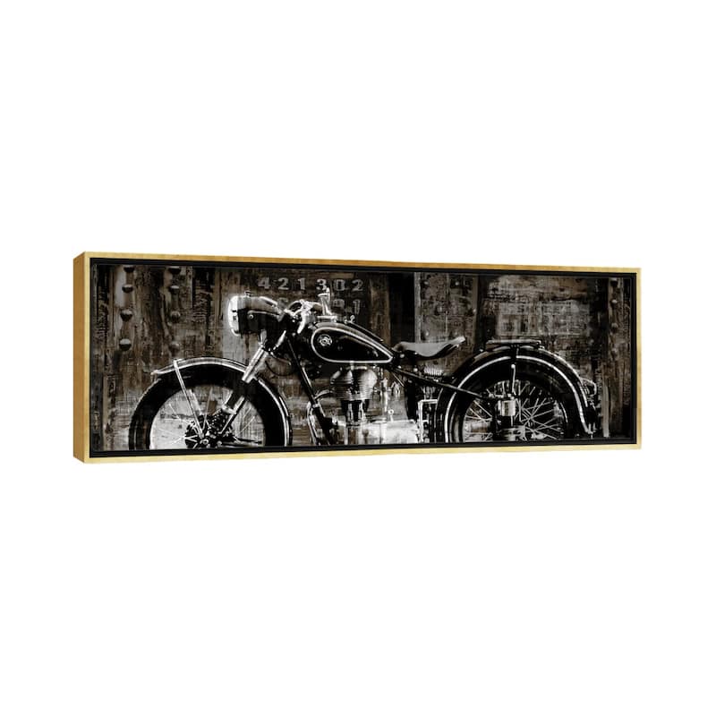iCanvas "Vintage Motorcycle" by Dylan Matthews Framed Canvas Print - 24x72 - Gold