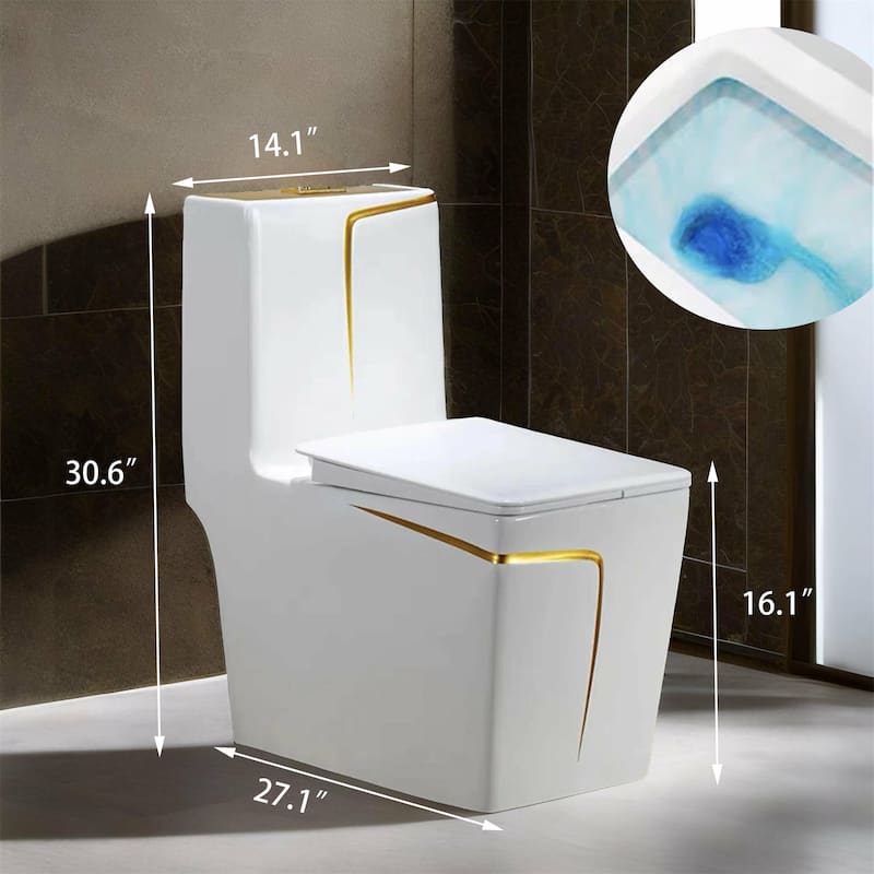 White Ceramic One Piece Toilet with Seat