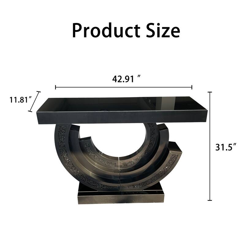 New Design Crushed Diamond Mirrored Console Table, Entryway Table With Diamond Inlay, Long Accent Table, Glass Sofa Table