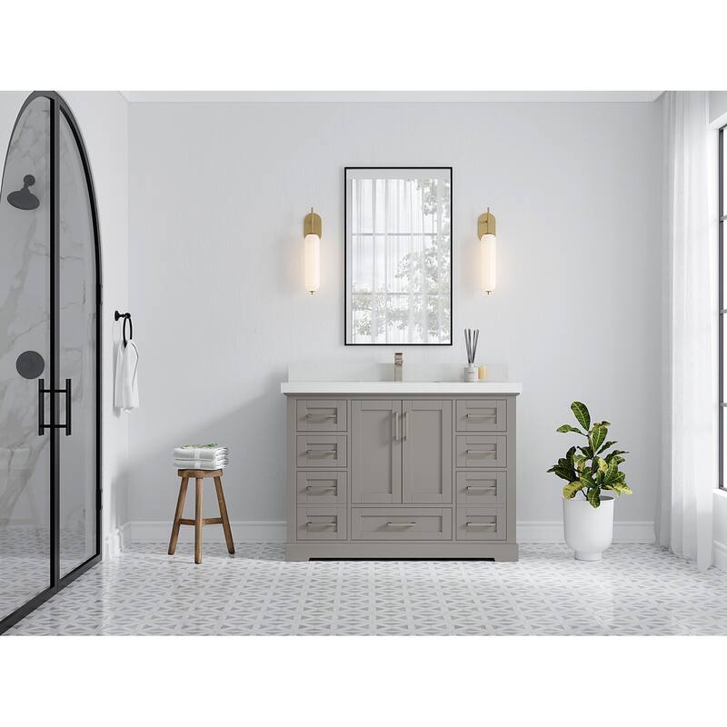 Willow Collection 48 in W x 22 in D x 36 in H Boston Single Bowl Sink Bathroom Vanity with Countertop