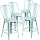 preview thumbnail 18 of 22, Distressed Metal Indoor/ Outdoor 24-inch Counter Stools (Set of 4) Green-Blue