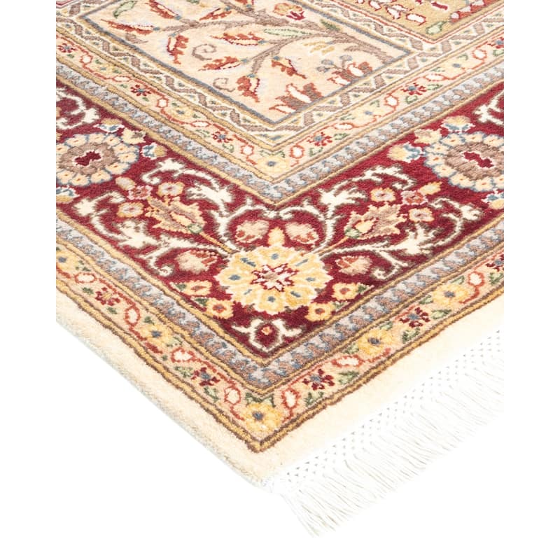 Overton Hand Knotted Wool Vintage Inspired Traditional Mogul Ivory Area Rug - 8' 3" X 5' 2"