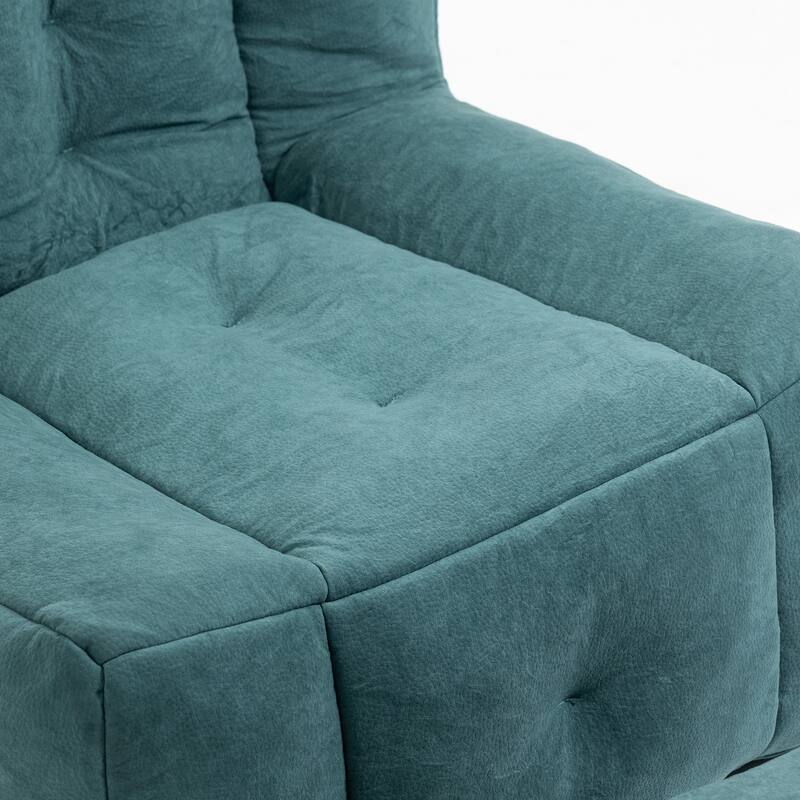 Green Modern 38.5" Velvet Upholstered Accent Chair with Memory Foam and Ottoman for Living Room
