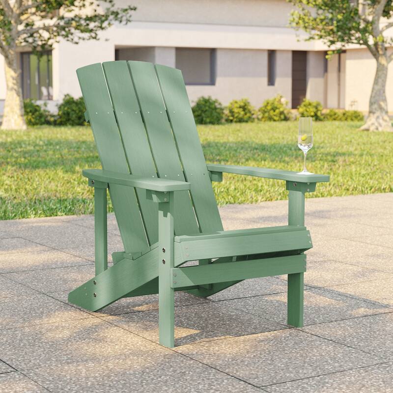 Bonosuki Outdoor HIPS Weather-Resistant Plastic Adirondack Chairs - Dark Green