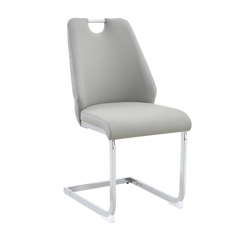 Dining Chair Side Chair Leisure Chair Reception Chair Set of 4 Light Gray Leather Upholstered Chair with Metal Legs