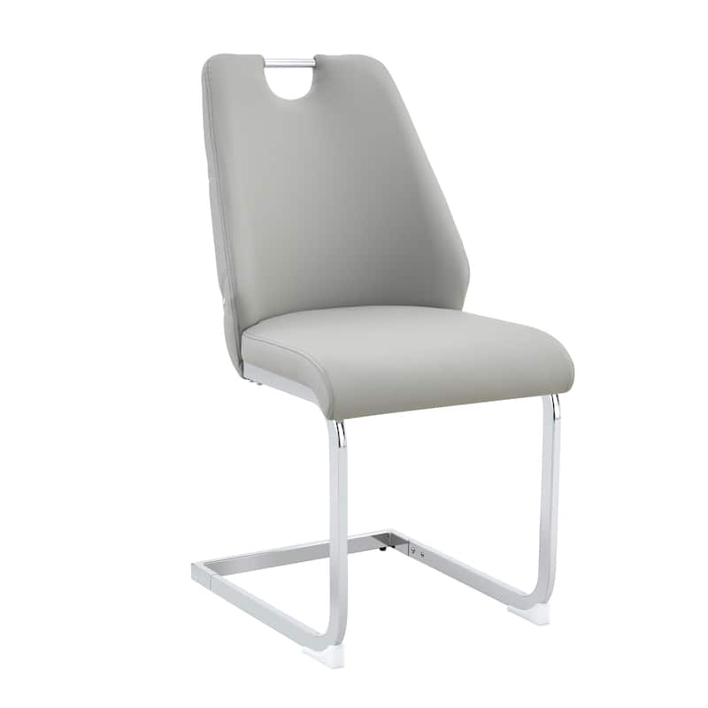 Dining Chairs Set of 4, Faux Leather Kitchen Chairs with Gold Mesh Texture, Silver Back Ring and Chrome Pull Handle