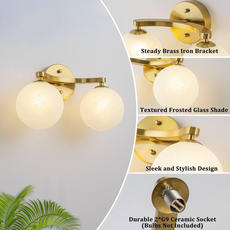 Modern Vanity Light with Frosted Seeded Glass Globes for Bathroom