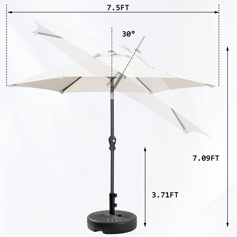 Autlaycil 7.5FT Solar Patio Umbrella with Base and Tilt,Crank