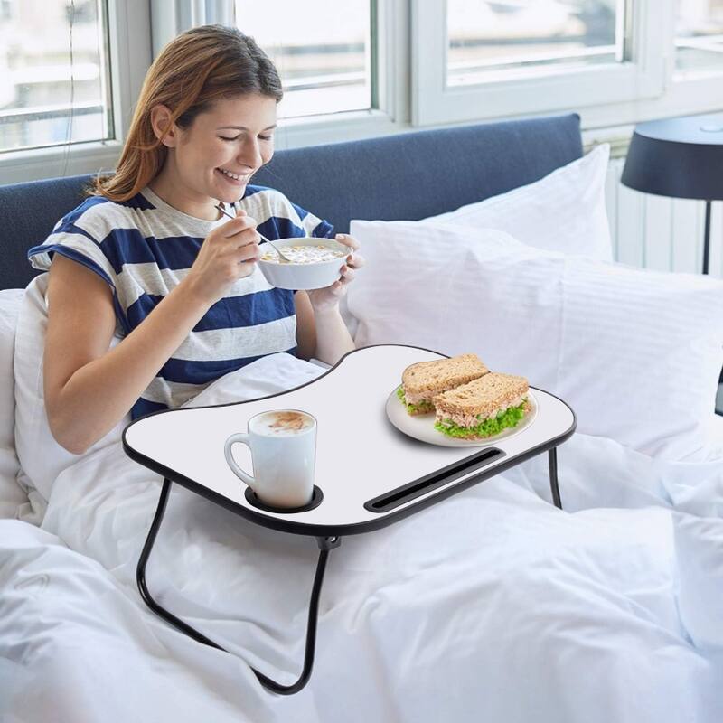 Laptop Stand for Bed Foldable Table with Cup Holder Bed Desk for Laptop,Drinks, Snacks