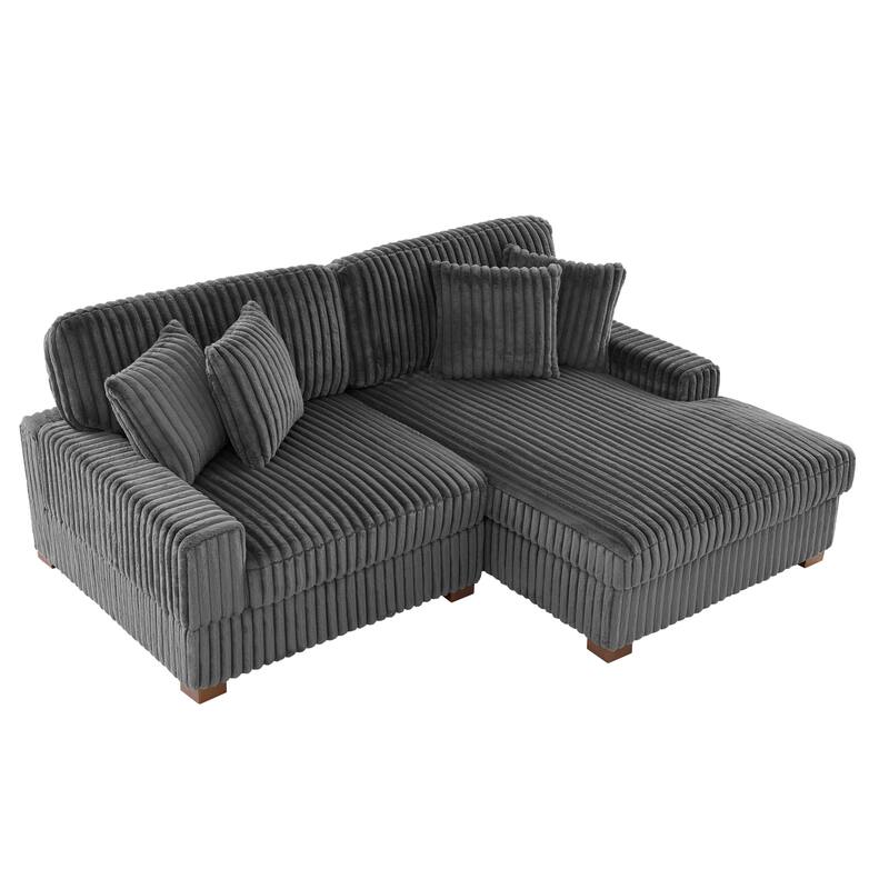 Upholstered Chenille Velvet L Shaped Couch Modular Sofa With Chaise Lounge
