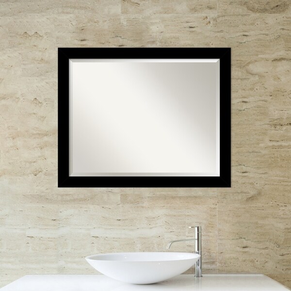 Brushed Beveled Framed Bathroom Vanity Wall Mirror - Brushed Black