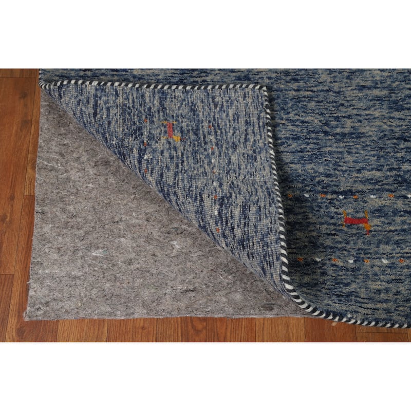 Hand Knotted Oriental 100% Wool Carpet Tribal Animal Pictorial Navy Blue & Blues Gabbeh Area Rug - 5' 10'' X 3' 11''