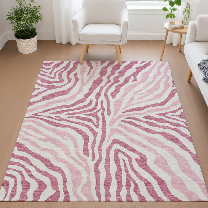 Machine Washable Indoor/ Outdoor Modern Prints Chantille Rug