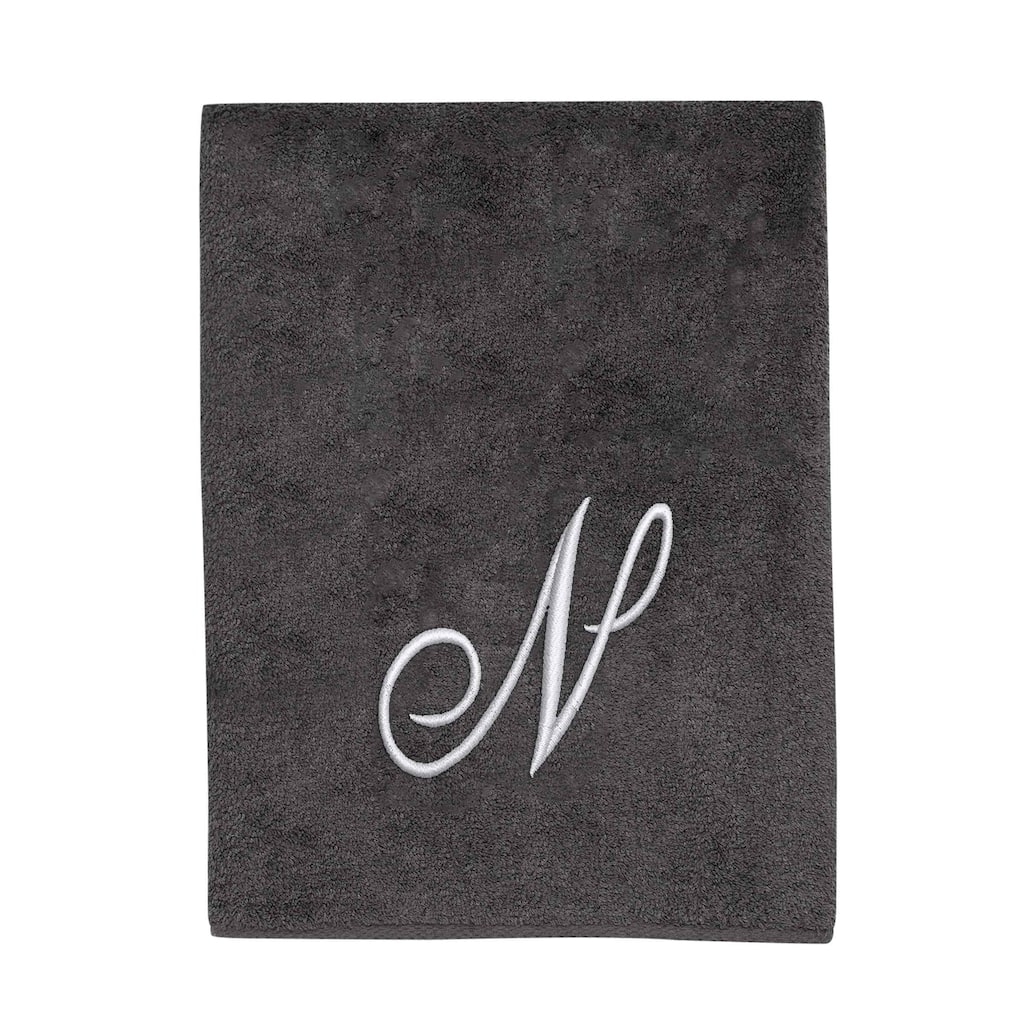 Avanti Granite with Silver Script Monogram Bath Towel Letter N - Bath Towel