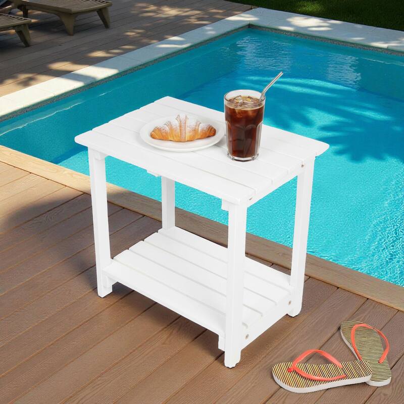 Hampshire 2-Tier Solid Acacia Wood Rectangular Outdoor Side Table