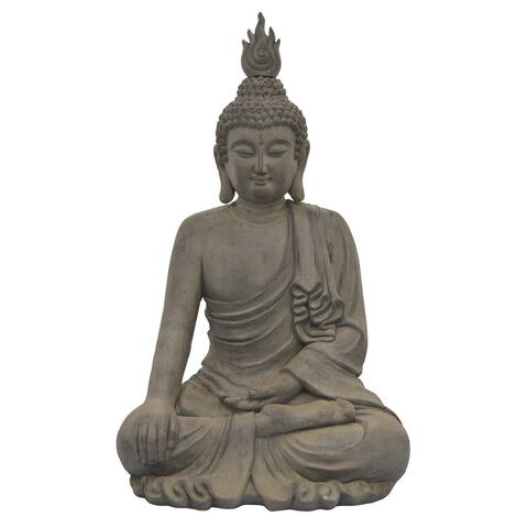 Plutus Brands Garden Buddha Figurine in Gray Resin - Grey