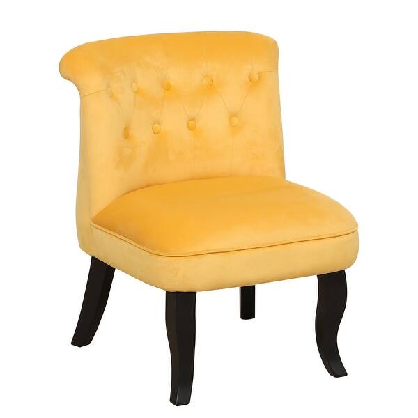 Vintage Modern Yellow Velvet Accent Chair with Wood Legs Leisure Sofa