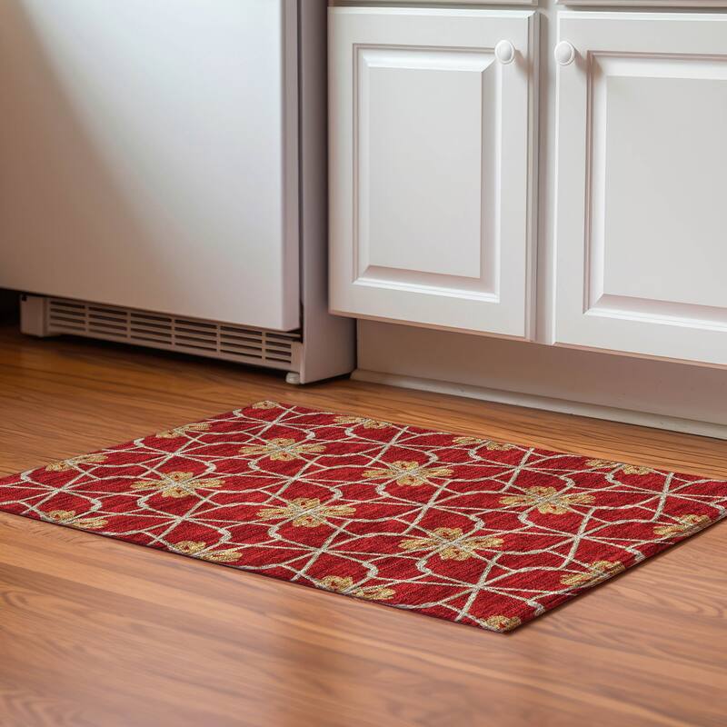 Premium Washable Super Soft Contemporary Tangle Mayfield Rug - Paprika - 1'8" x 2'6"