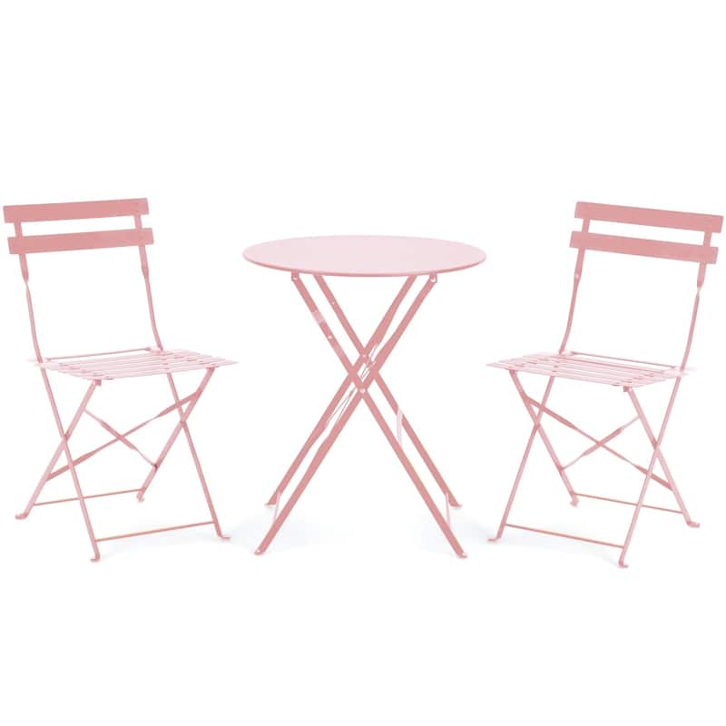 EROMMY 3-Piece Bistro Set Outdoor Patio Furniture, Foldable Garden Table and Chairs, Rust-Resistant, Lightweight for Balcony