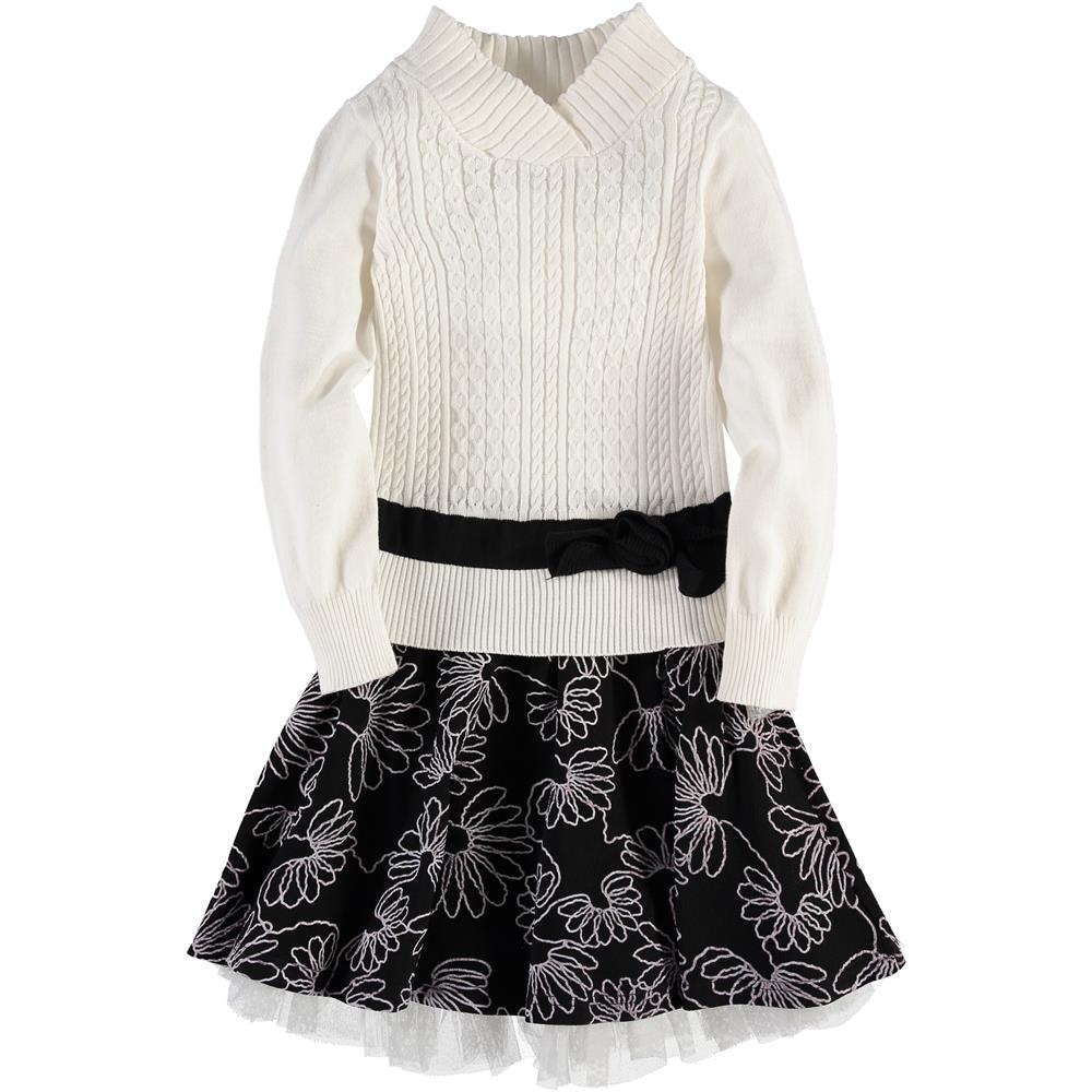 Shop Bonnie Jean Girls 7 16 Cable Skirt Knit Dress Black White Free Shipping On Orders Over 45 Overstock 20600959