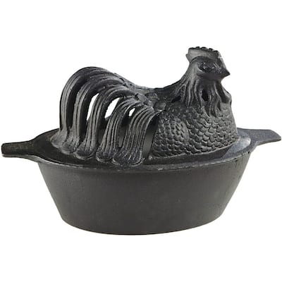 US Stove 1 Quart Enamel Cast Iron Wood Stove Steamer Humidifier, Black Chicken - 7