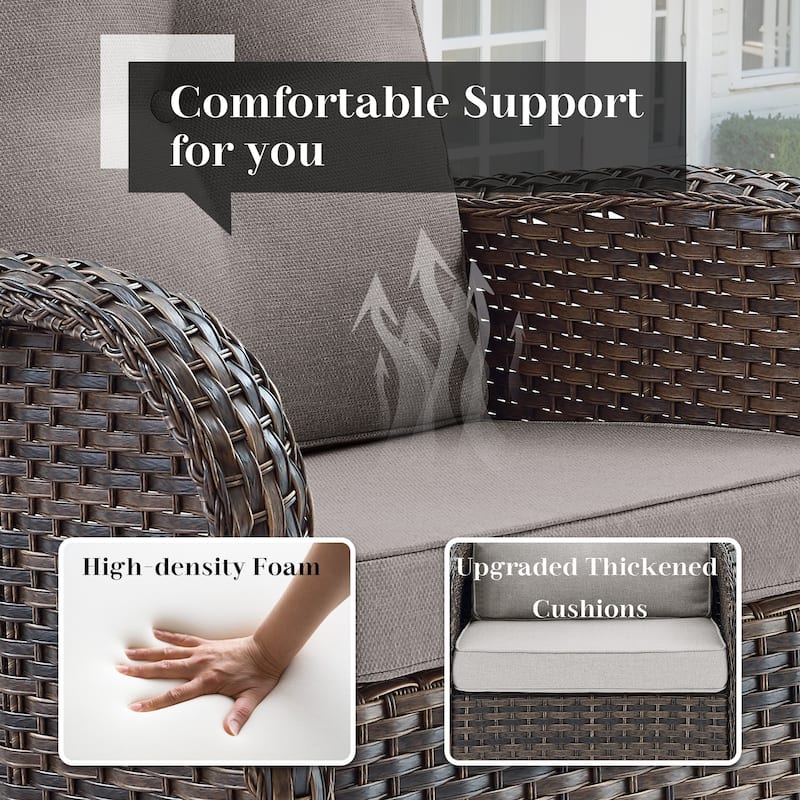 Outdoor Rattan Sofa Club Chair with Ottmans