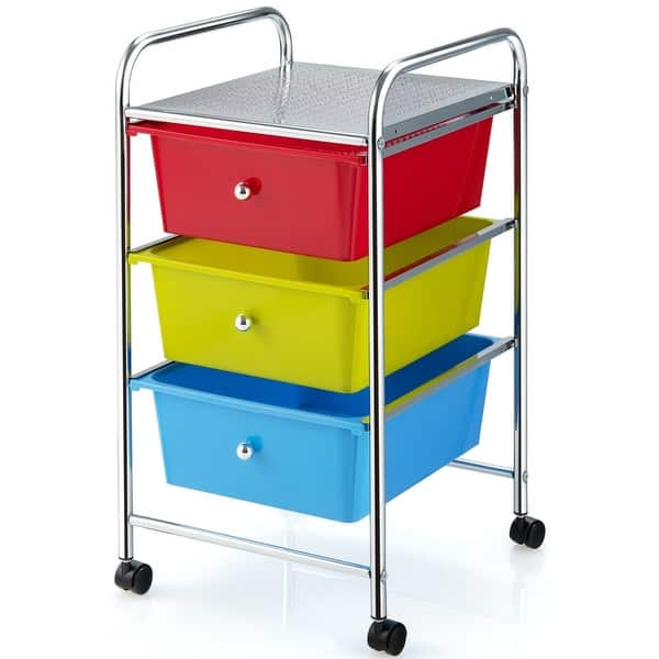 Wide 3-Drawer Rolling Cart – Black Mobile Storage Organizer For
