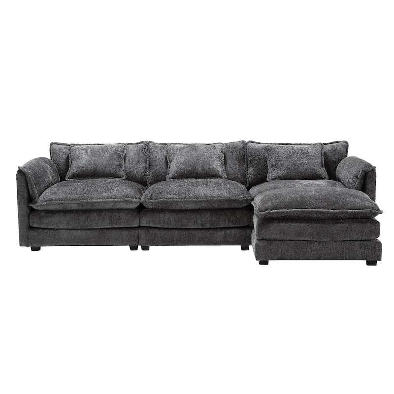 HOMEFUN 112" Oversized Chenille Upholstered L-Shaped Modular Sectional Sofa for Living Room