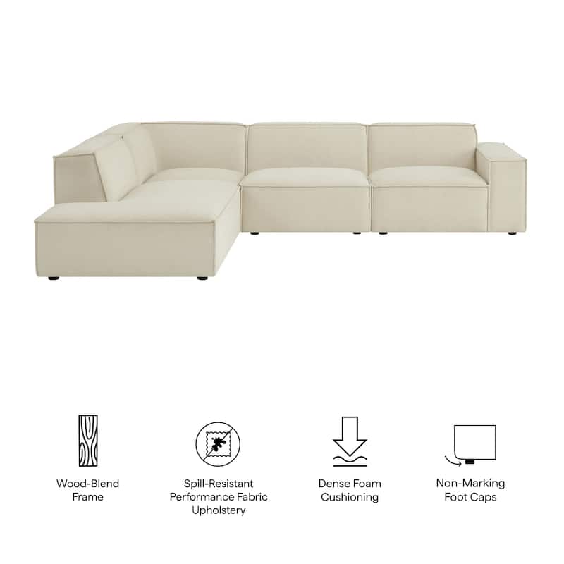 Restore 4-Piece Performance Fabric Upholstered Modular L-Shaped Sofa