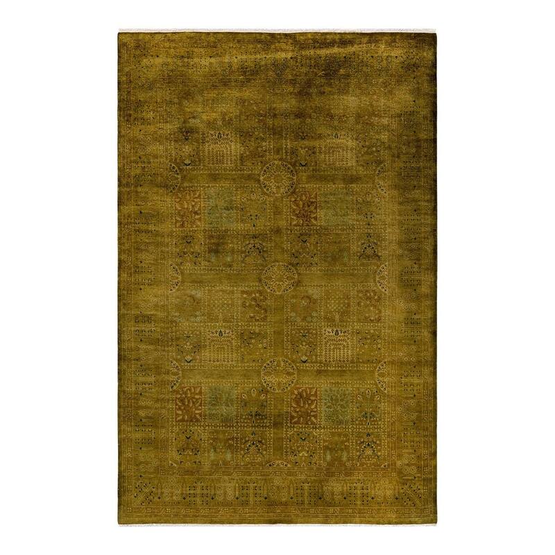 Overton Hand Knotted Wool Vintage Inspired Modern Contemporary Overdyed Multi Area Rug - 6' 1" x 9' 4"