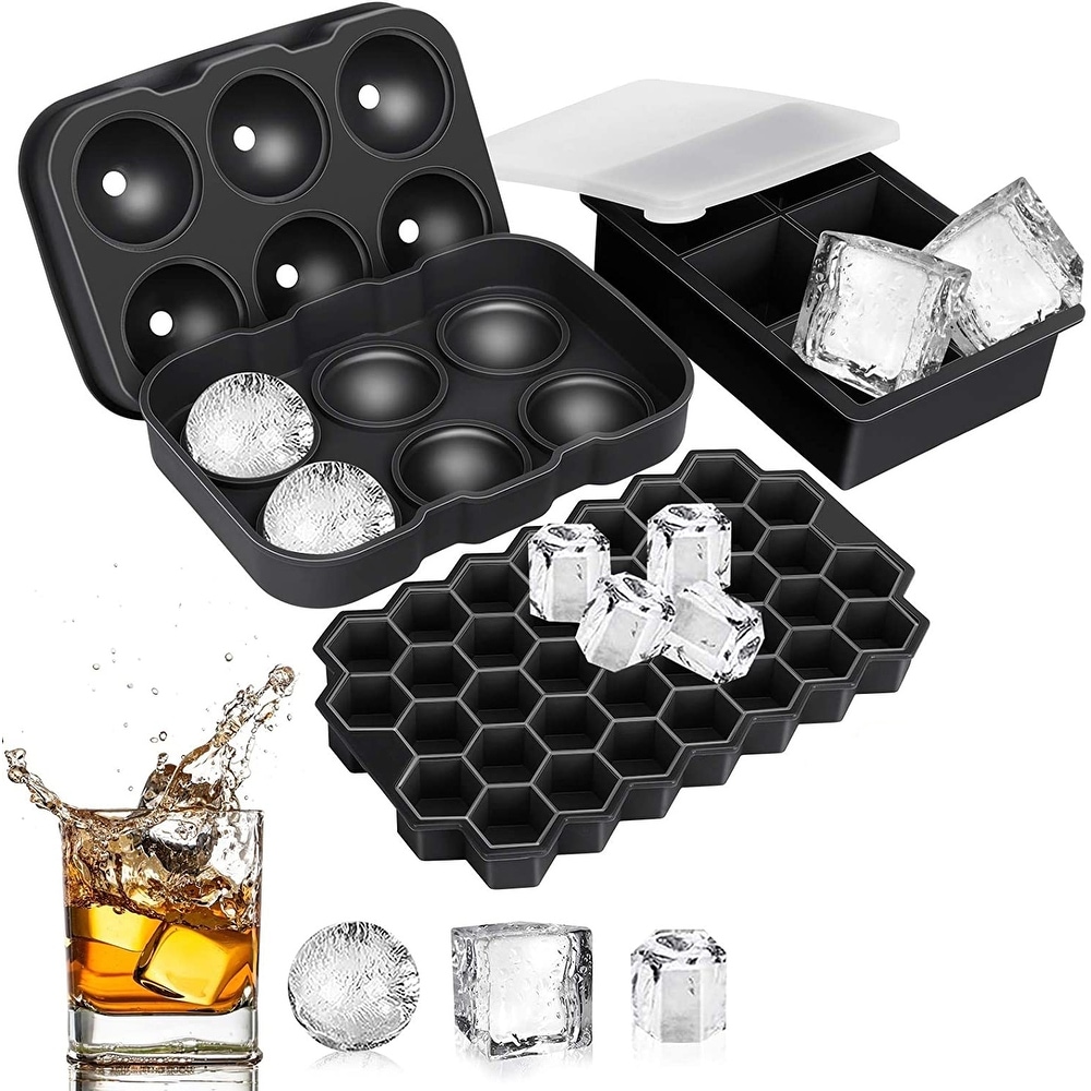 Chef Craft 2 PC Ice Cube Tray Easy Push Out Flexible Silicone Bottom Ice Maker Round Shape