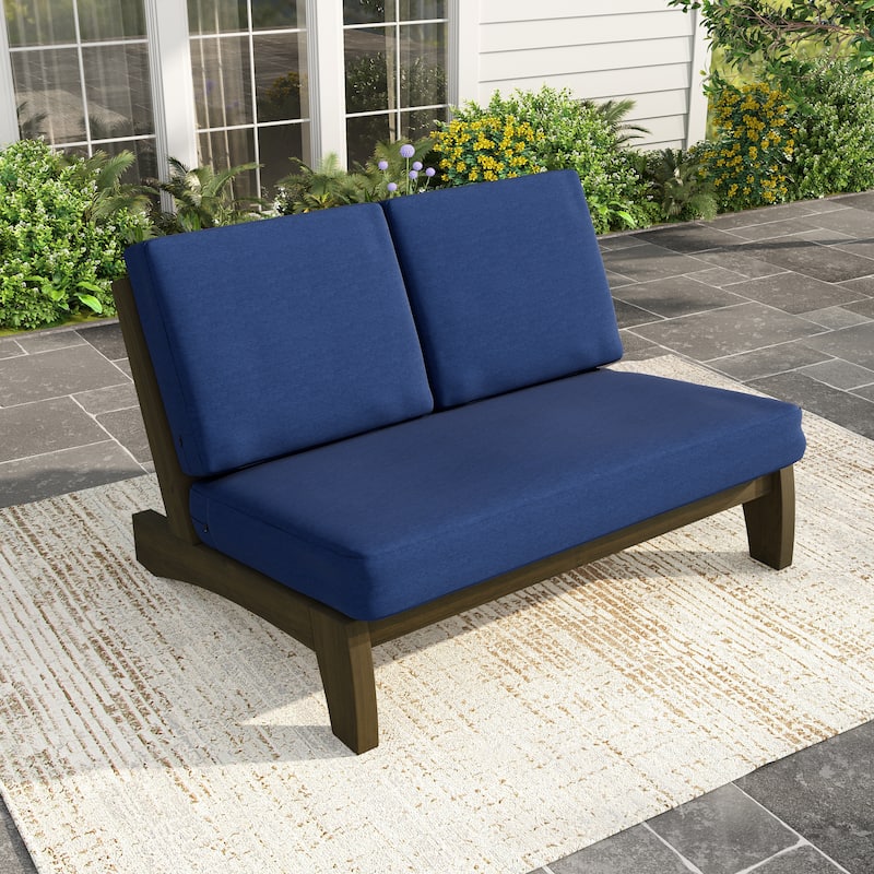 Outdoor Teak Wood Patio Loveseat with Cushions