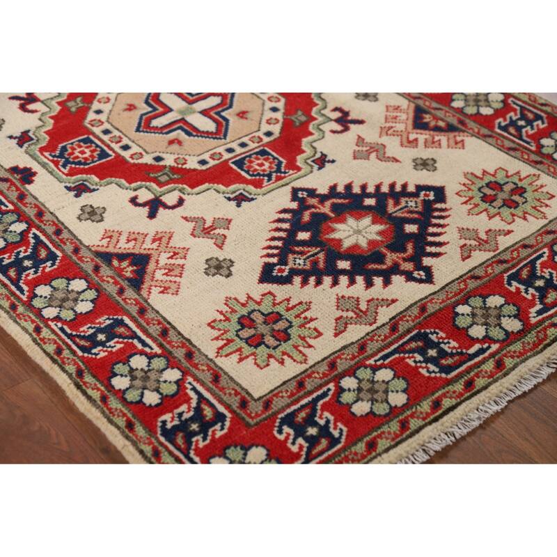 Kazak Oriental Foyer Rug Hand-Knotted Wool Carpet - 2'10" x 4'5"