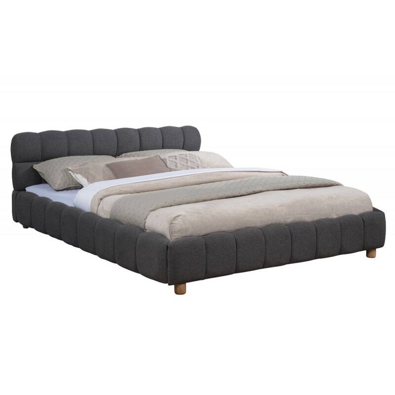 Queen Size Fabric Upholstered Low Profile Platform Bed Frame, Gray
