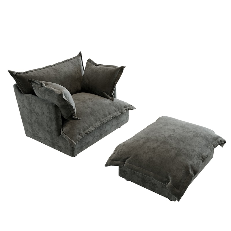 Modern Cloud Chaise Longue Accent Chair with Ottoman set