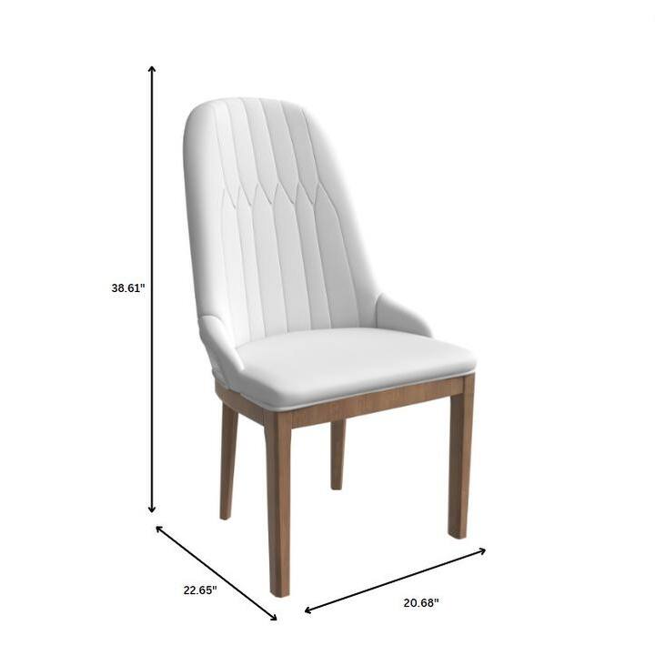 Leather Dining Chair with Rubberwood Legs Side Charis Sleek Diamond Stitching Back