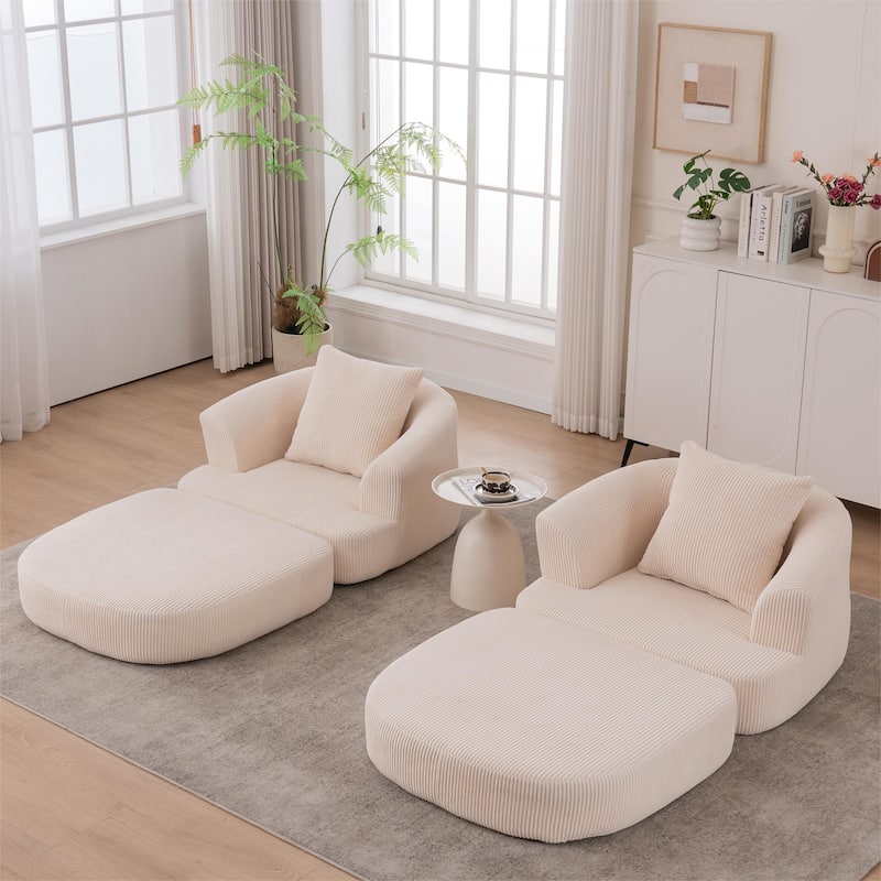 Single Club Arm Chairs Corduroy Recliner Foldable Chaise Lounges Floor Accent Chairs with Pillow for Living Room Lounge Chairs