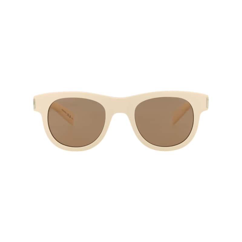 Saint Laurent Round-Frame Recycled Acetate Sunglasses - Ivory Ivory Brown - Ivory - Brown Lens