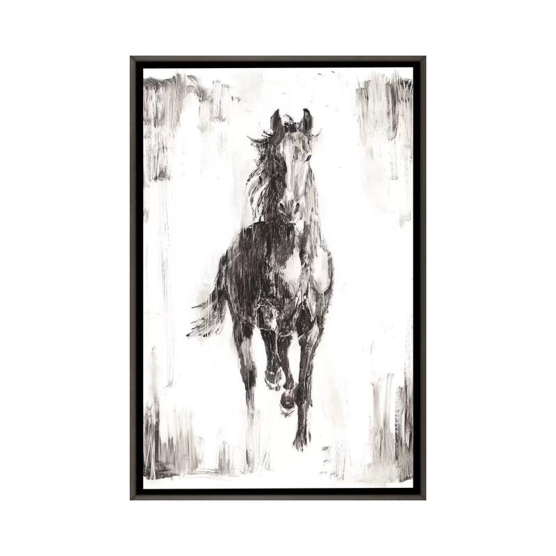 iCanvas "Rustic Black Stallion I" by Ethan Harper Framed - Charcoal - 26x18
