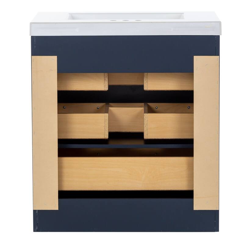 Bainbridge Blue 30.5" Bathroom Vanity With 3 Drawers and White Top