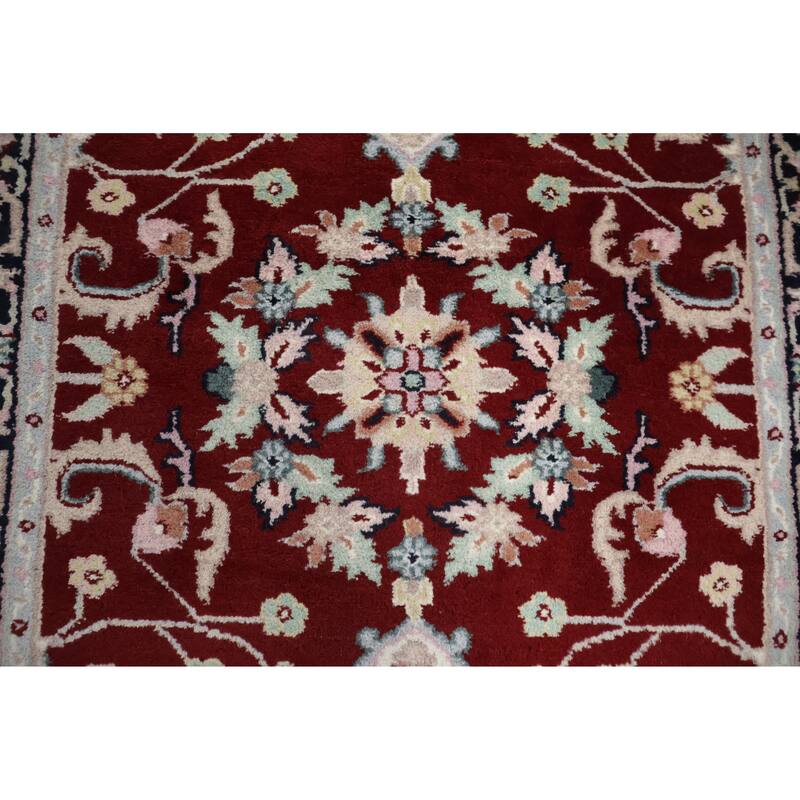Hand Knotted Oriental 100% Wool Carpet Traditional All-Over White Kashan Runner Rug - 7' 11'' X 2' 8''