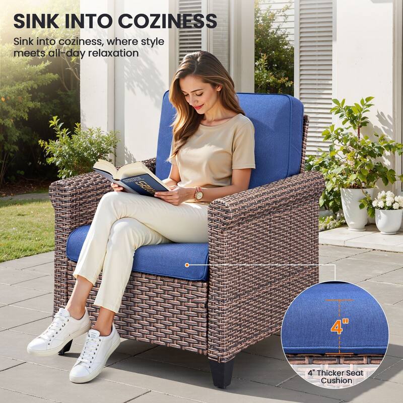 Pocassy Outdoor Sofa Swivel Chairs Patio Chair Funiture Set