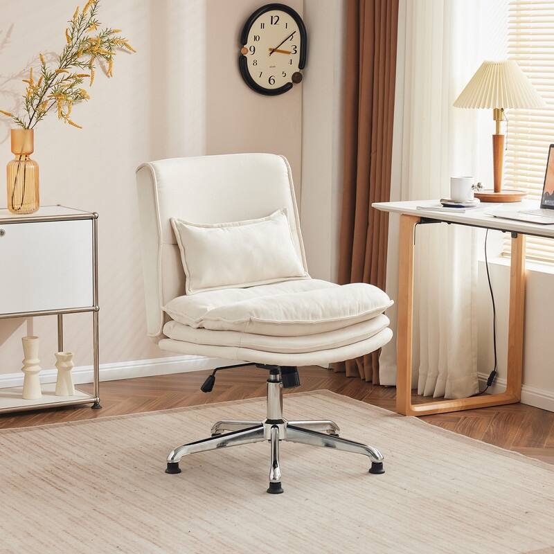 Upholstered Armless Polyester Fiber Task Office Chair