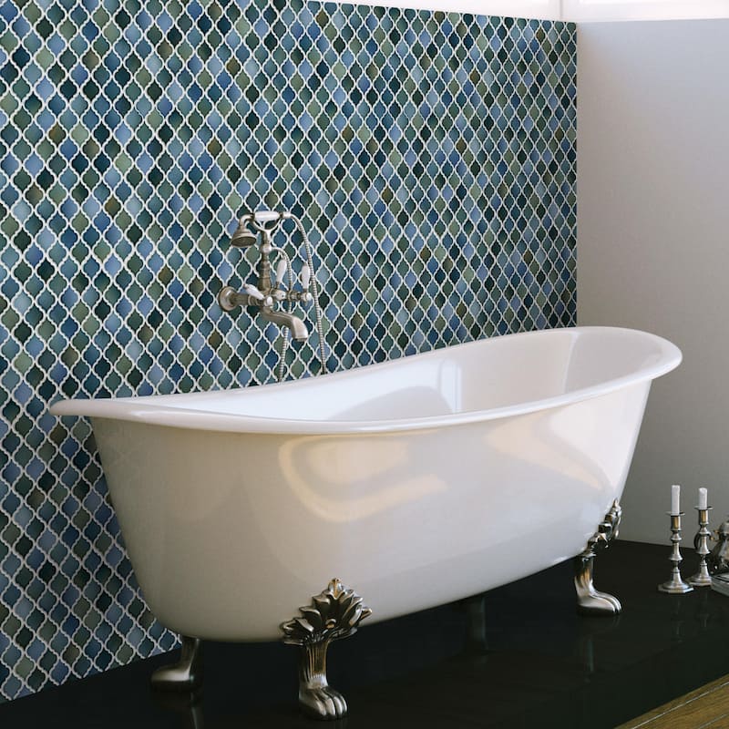 Merola Tile Hudson Tangier Lagoon 12-3/8" x 12-3/8" Porcelain Mosaic Floor and Wall Tile - Case (10 Tiles)