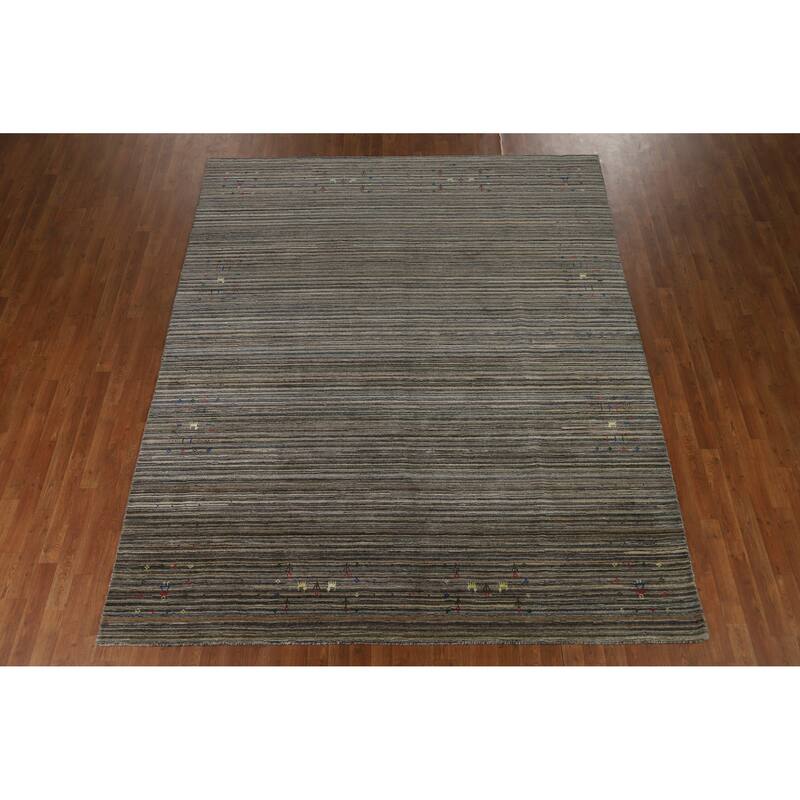 Hand Knotted Oriental 100% Wool Carpet Tribal Animal Pictorial Multi-Colored Gabbeh Area Rug - 9' 10'' X 8' 0''