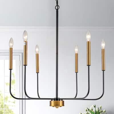Starsky 6-Light Candle-Style Mid-Century Modern Farmhouse Traditional Classic Candle-Style Chandelier