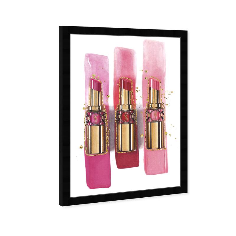 Wynwood Studio Prints Fashion and Glam Line of Lipstick Pink and Metallic Gold Glam Wall Art Canvas Print