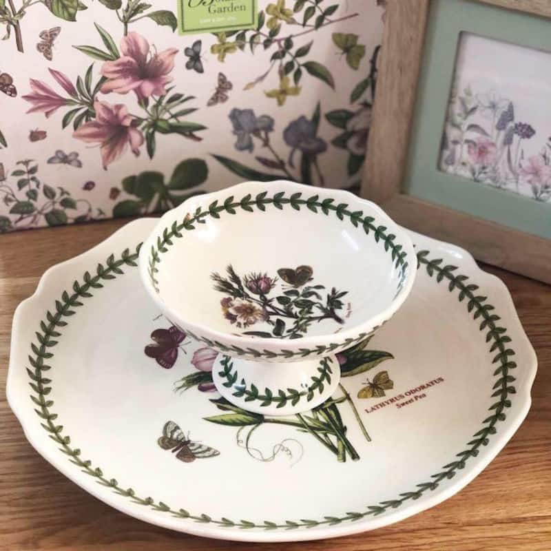 Portmeirion Botanic Garden Chip and Dip Set - 11 in Platter and 5.5 in Dip Bowl