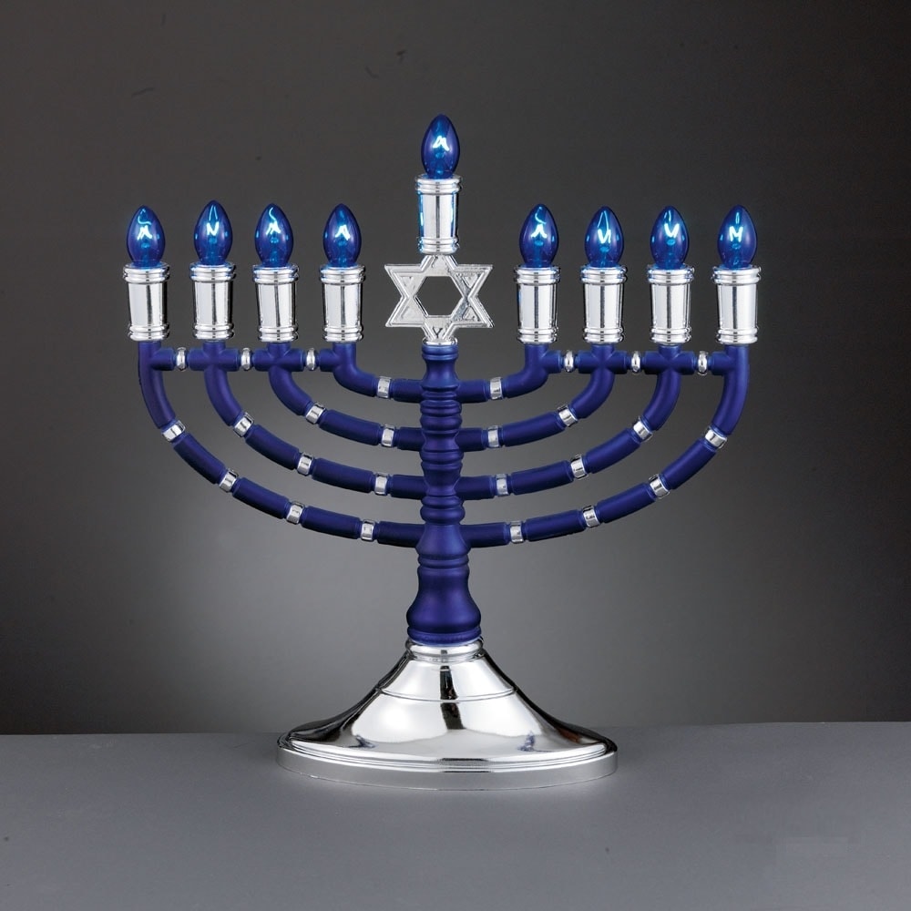 Shop 14 Silver And Blue Premium Star Of David Hanukkah Electric Menorah Free Shipping Today Overstock 22702829